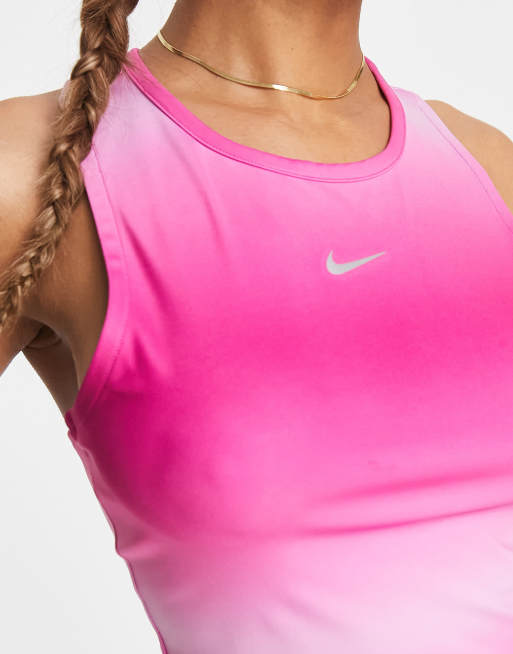 Nike Running Swoosh gradient cropped tank in pink ASOS