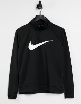 Nike Running Swoosh half zip mid layer top in black Smart Closet