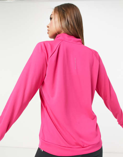 Nike Running Swoosh Half Zip Mid Layer Top In Pink Asos