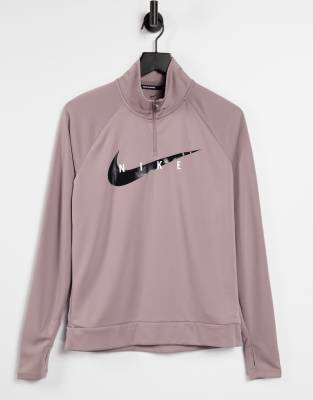 Nike Swoosh Half Zip Mid Layer Top In Purple In Purple