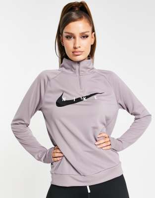 Nike Swoosh Half Zip Mid Layer Top In Purple In Purple