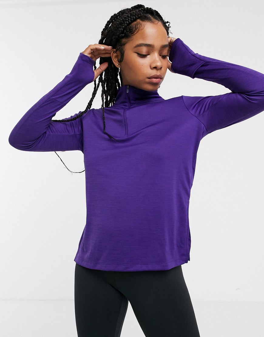 Nike Running swoosh half zip top in purple