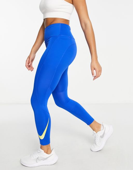 Nike, Pants & Jumpsuits, Nike Swoosh Run Midrise 78 Running Leggings  Dj93430 Blue Women Xsmall