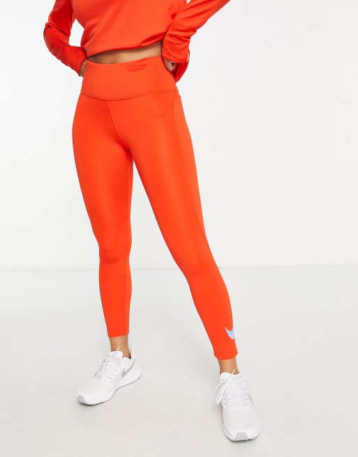 Nike Womens Essential Swoosh Leggings - Red