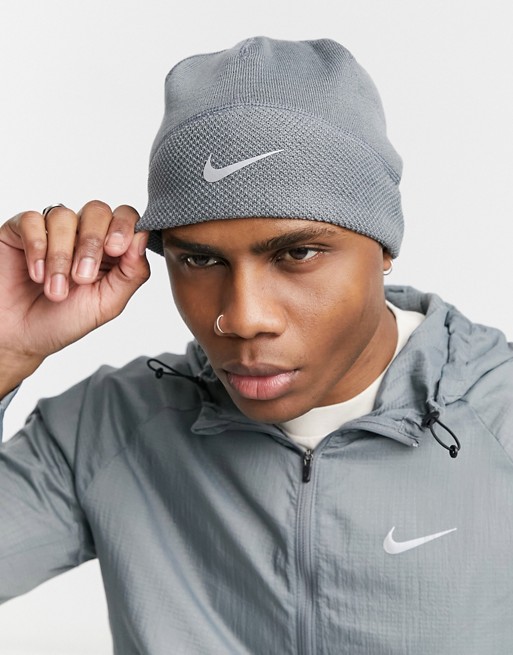 Nike Running swoosh logo beanie in grey | ScorecardShops | nike 