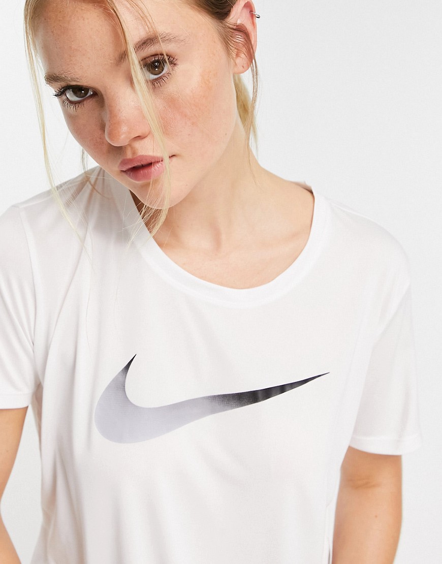 Nike Running Swoosh logo t-shirt in white
