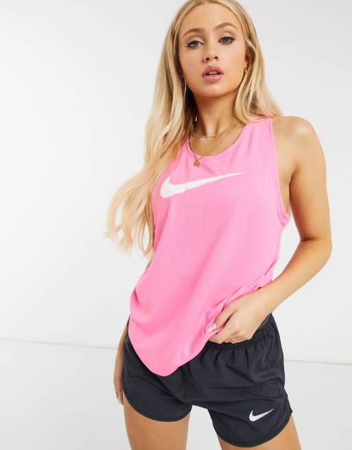 nike running double swoosh 1 4 zip top pink