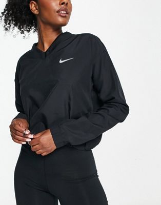 Nike Running Swoosh overhead jacket in black - ASOS Price Checker