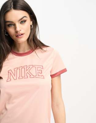 Nike Running Swoosh Run Dri-FIT collegiate logo t-shirt in pink