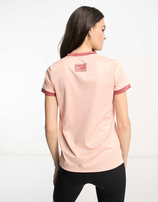 Nike Running Swoosh Run Dri-FIT collegiate logo t-shirt in pink