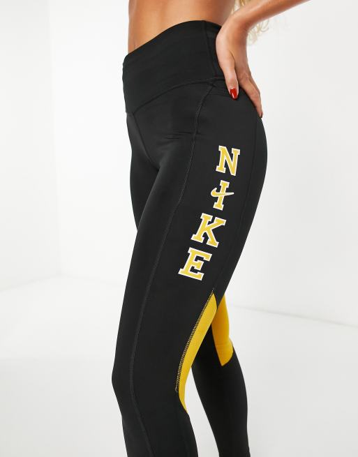 Nike Running Swoosh Run Fast Dri FIT heritage logo 7 8 leggings in black