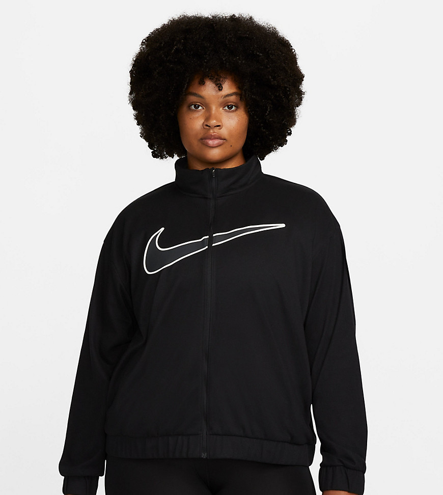 Nike Running Swoosh Run Plus Dri-FIT zip through fleece jacket in black
