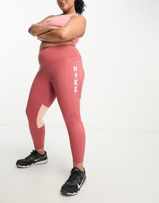 Nike Women's Training Dri Fit One Mid Rise7/8 TIGHT Orange
