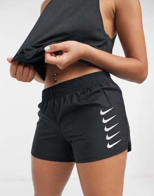 nike running swoosh shorts in black