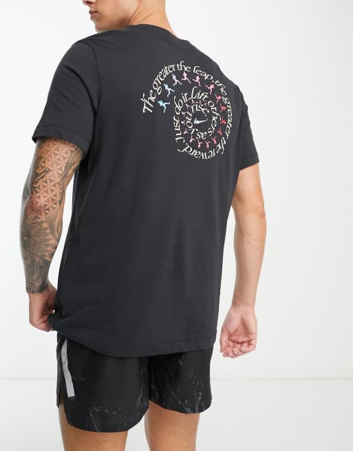 Nike Running t-shirt with back print in black