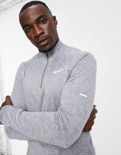 Nike Running Tall Element half zip sweat in grey marl ASOS
