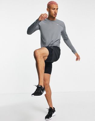 Nike Running Tall Miler Dri-FIT long sleeve top in grey