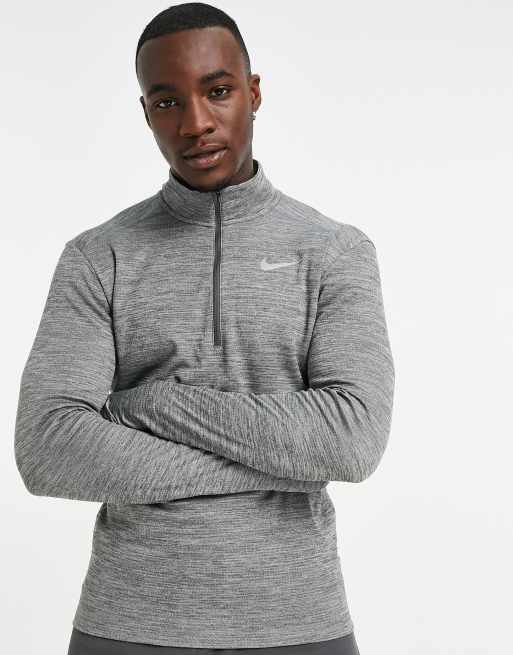 Nike dri fit half zip grey sale