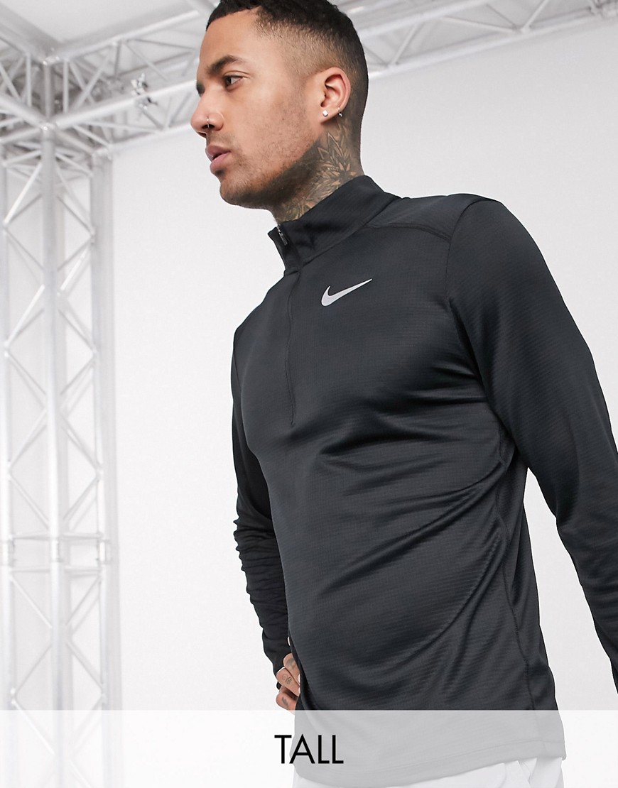 Nike Running - Tall - Pacer - Top met rits in zwart