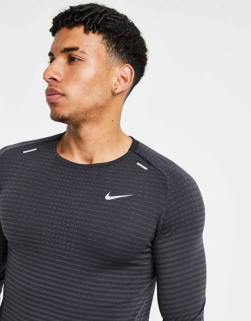Nike Running – Techknit Ultra – Czarny T-shirt z długimi rękawami, 3 z 4