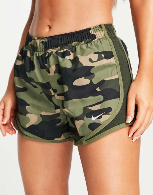 Nike Running Tempo camo print shorts in green ASOS