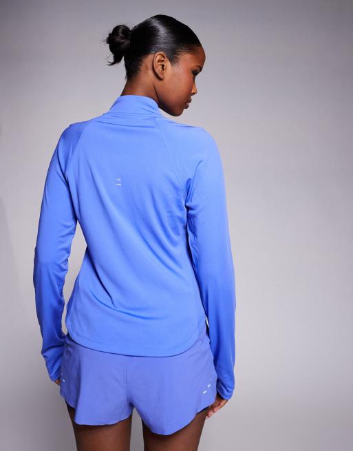 Nike Running - Tempo Dri-FIT - Blå langærmet T-shirt med halv lynlås, 3 af 4