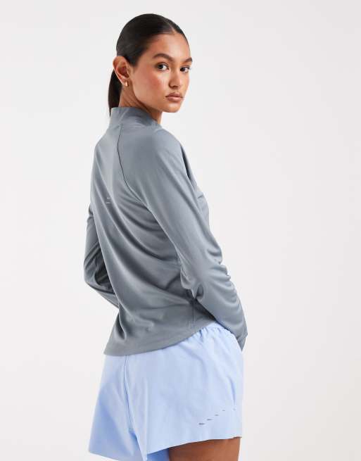 Nike Running Tempo Dri-FIT half zip long sleeve t-shirt in grey, 4 of 4
