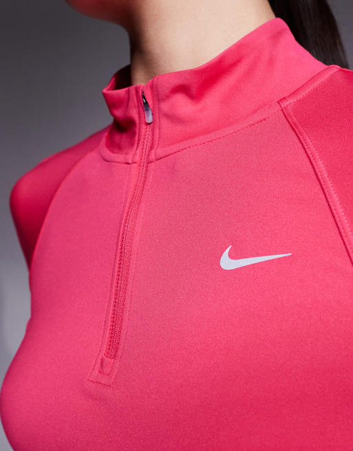 Nike Running Tempo Dri-FIT half zip long sleeve t-shirt in pink, 3 of 4