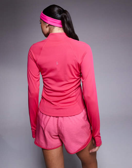 Nike Running Tempo Dri-FIT half zip long sleeve t-shirt in pink, 4 of 4