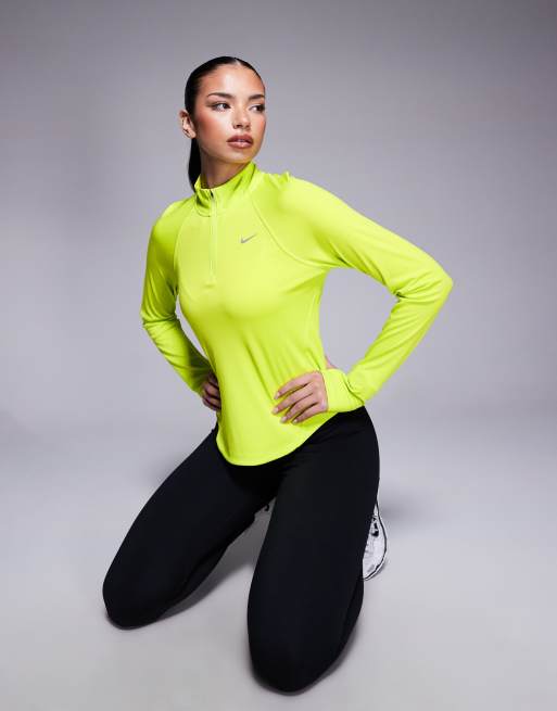 Nike Running Tempo Dri-FIT half zip long sleeve t-shirt in yellow - YELLOW