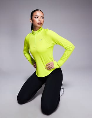 Nike Running Tempo Dri-FIT half zip long sleeve t-shirt in yellow | ASOS