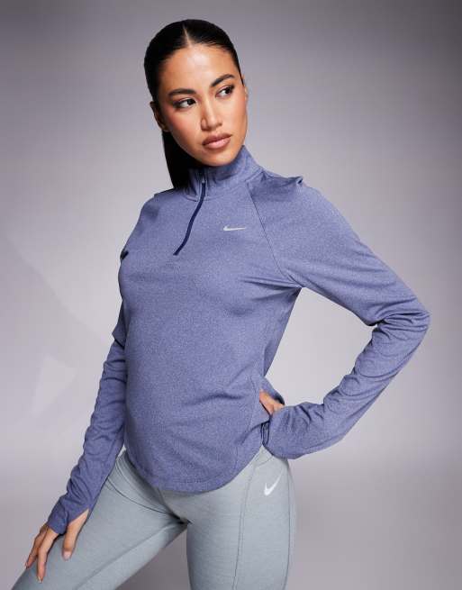 Nike Running Tempo Dri-FIT half zip long sleeve top in navy