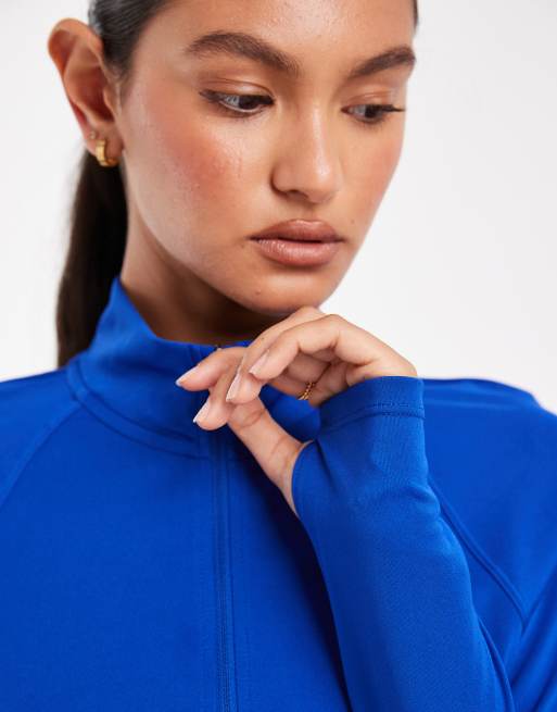 Nike Running Tempo Dri-FIT half zip top in blue, 3 of 4