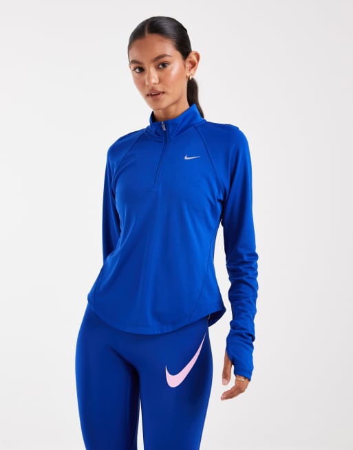 Nike Running Tempo Dri-FIT half zip top in blue, 4 of 4