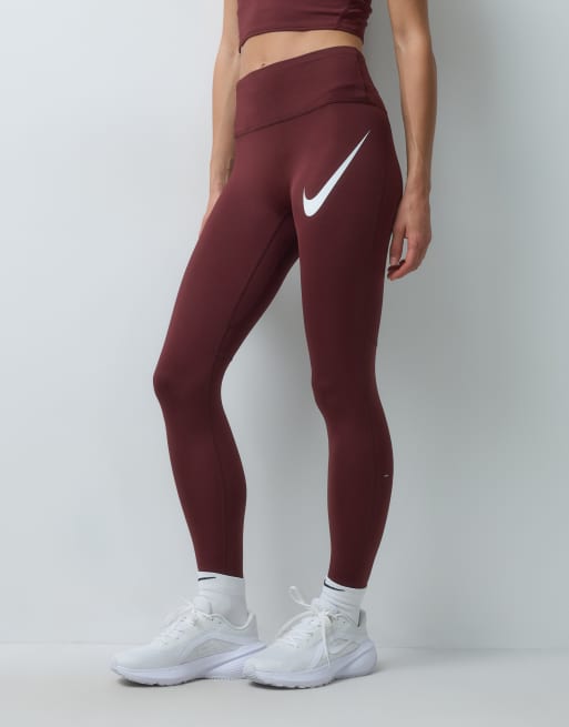 Nike Running Tempo Dri-FIT high-rise 7/8 leggings in burgundy, 3 of 5
