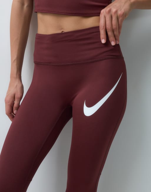 Nike Running Tempo Dri-FIT high-rise 7/8 leggings in burgundy, 4 of 5