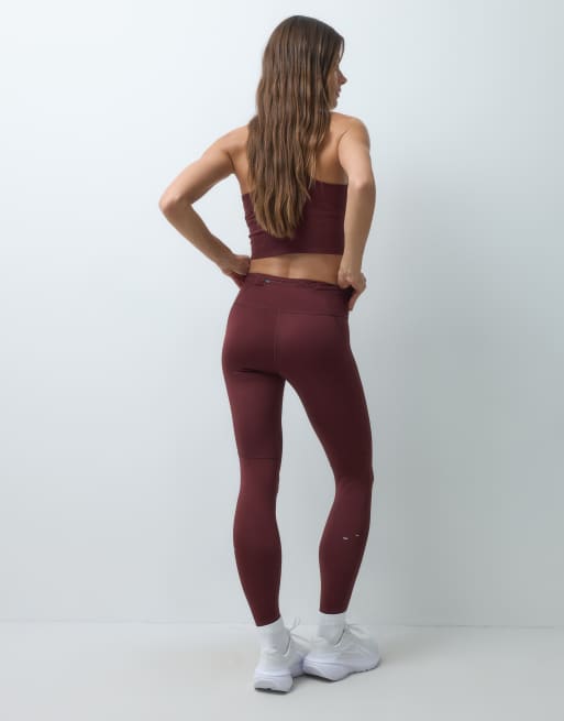 Nike Running Tempo Dri-FIT high-rise 7/8 leggings in burgundy, 5 of 5