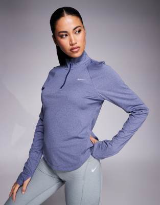 Nike Running - Tempo Dri-FIT - Langärmliges Oberteil in Marineblau mit kurzem Reißverschluss