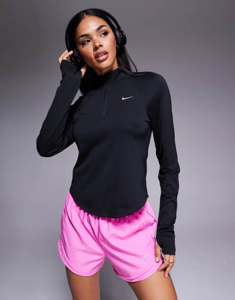 Nike Running Tempo half zip sweatshirt in black - view 1