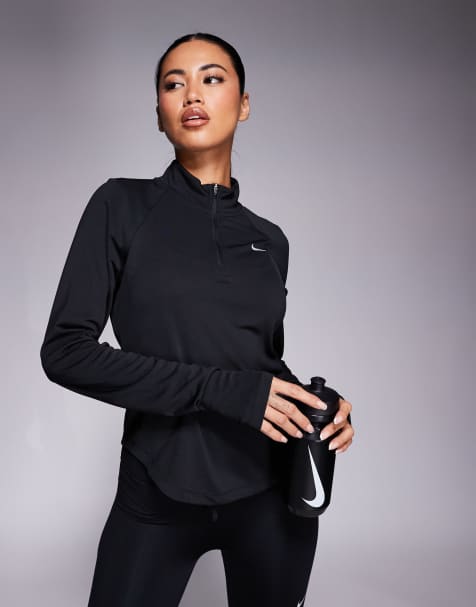 Nike Running Tempo half zip top in black - view 1