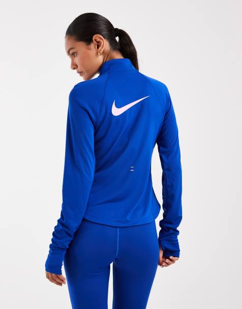 Nike Running Tempo half-zip top in blauw - view 1