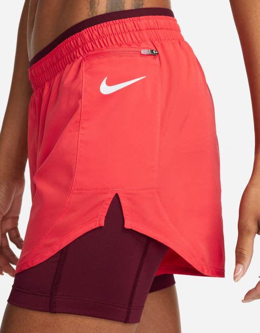 Nike Running Tempo Luxe 2 in 1 shorts in red