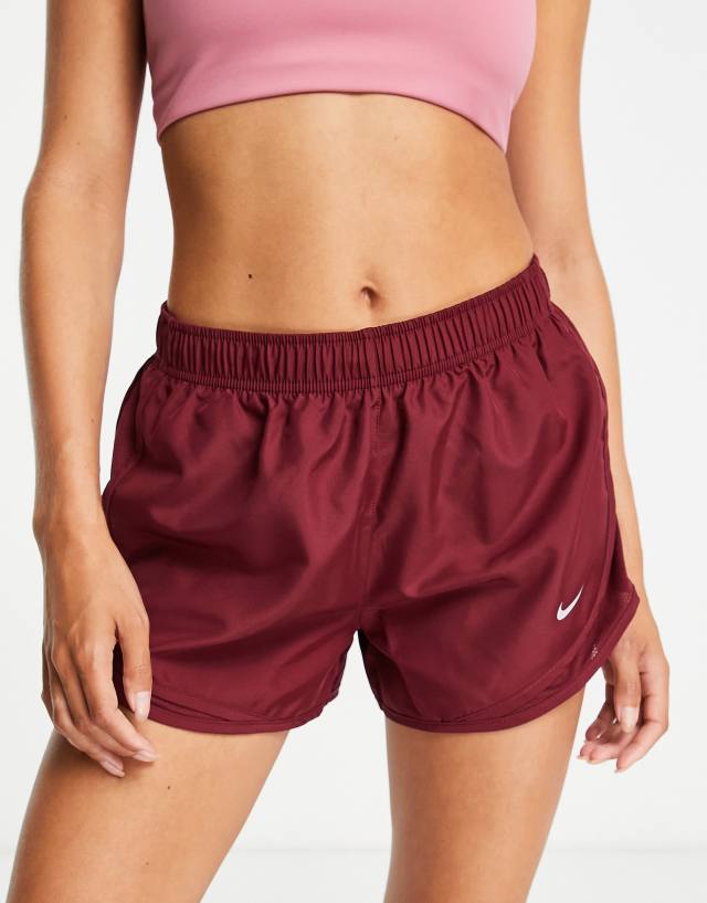 Nike Running Tempo shorts in burgundy