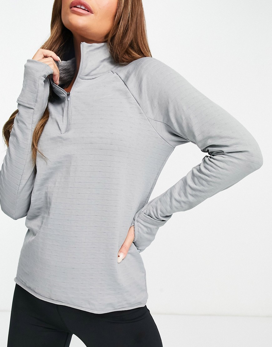 Nike Running Therma-FIT Element half-zip long sleeve top in gray