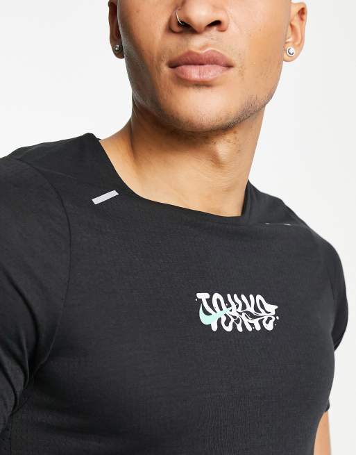 Nike Running Tokyo Rise 365 T Shirt In Black Asos