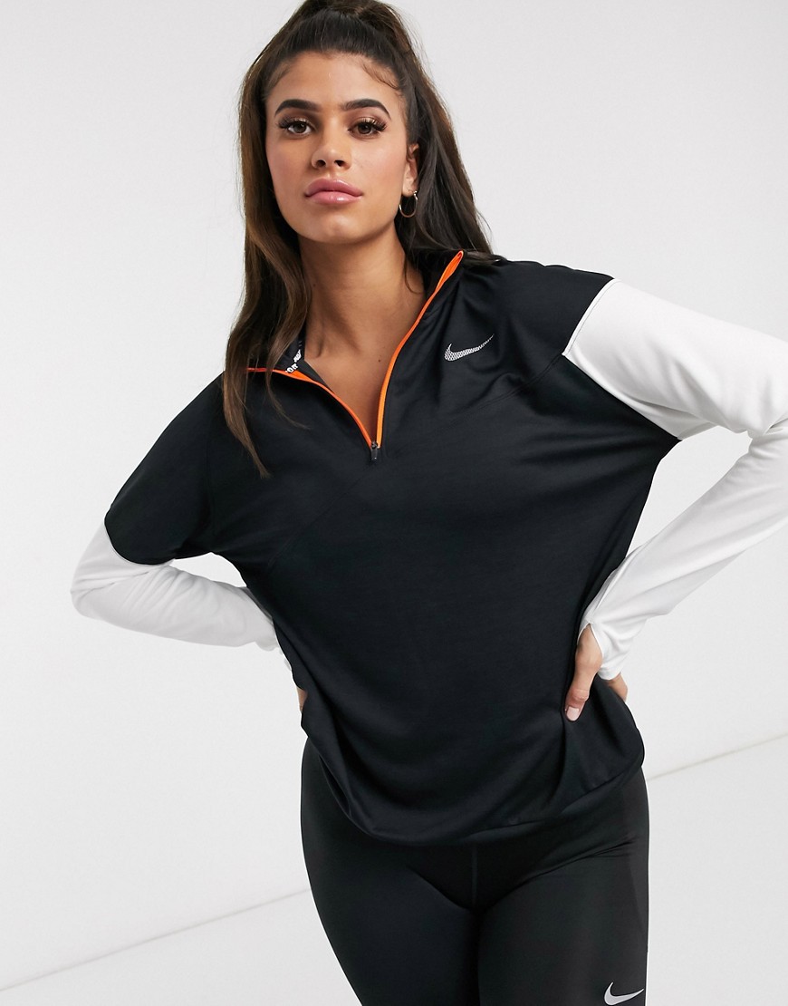 Nike Running - Top met korte rits in zwart