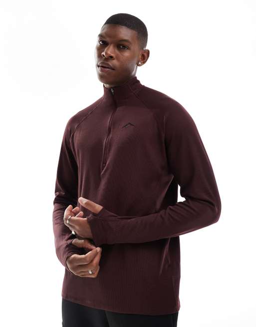 Nike Running Trail 1 4 zip sweatshirt in burgundy ASOS