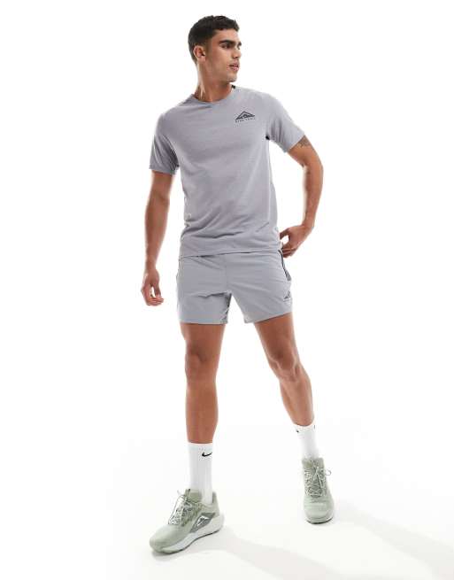 Nike Running – Trail – Dri-FIT – Grå shorts på 5 tum med logga, 5 av 5