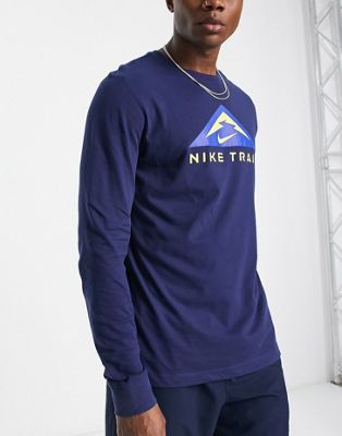 Nike Running Trail Dri-Fit graphic long sleeve t-shirt in navy