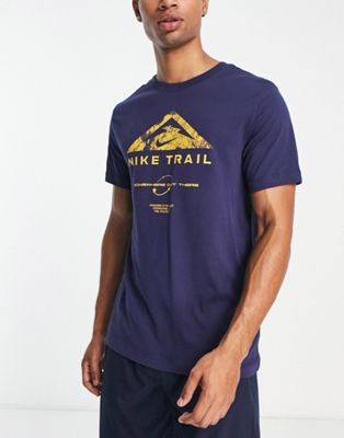 Nike Running Trail Dri-Fit graphic t-shirt in navy - ASOS Price Checker
